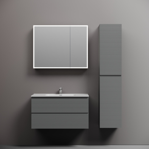 Тумба под раковину Sancos FOLK FL90ES 90х40 подвесная цвет серый - фото 2